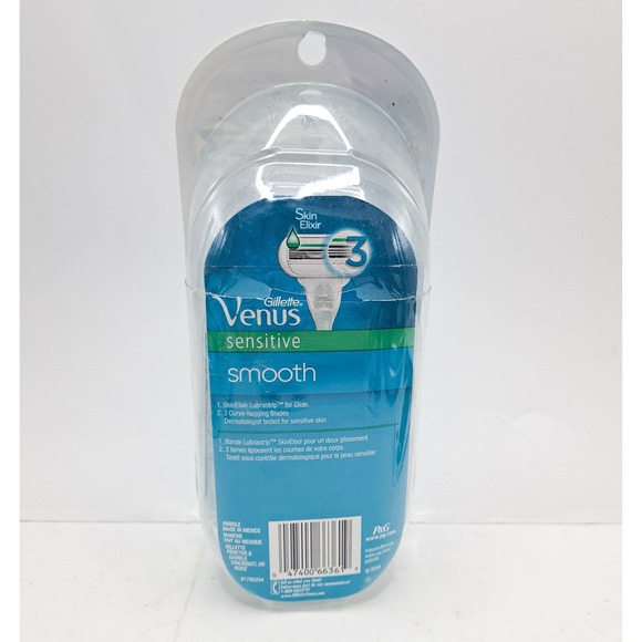 Gillette Venus Razor 3pk Bundle Sensitive Smooth Razor +2 Cartridges Skin Elixir - Picture 4 of 5